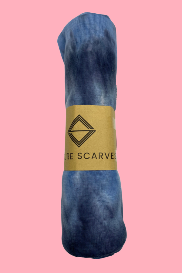 Tie Dye Scarf In Light and Dark Blue