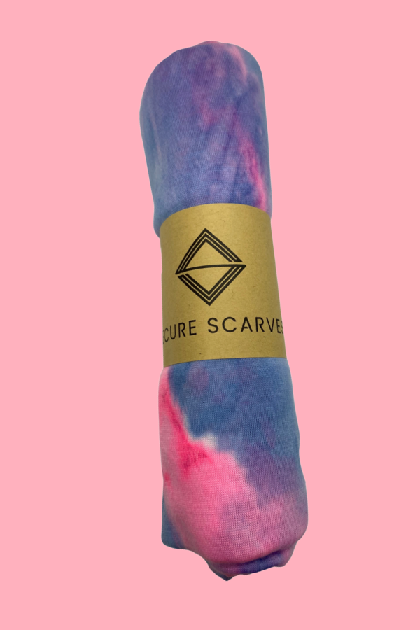 Tie Dye Scarf in Purple/Pink and Blue